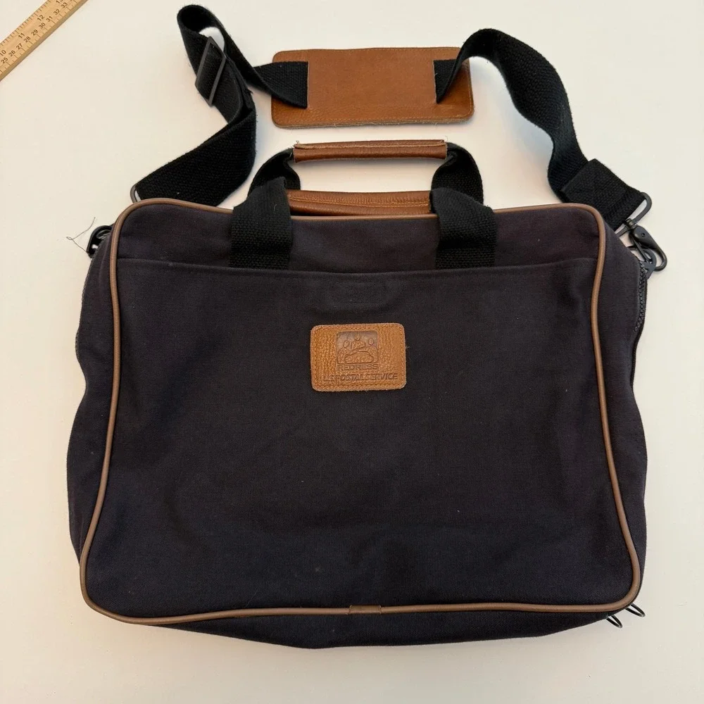 US Postal Service Navy Blue‎ Canvas Briefcase Messenger Bag OS